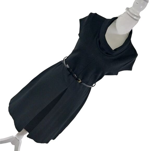 BANANA REPUBLIC! BLACK HEAVIER WEIGHT STRETCH, BELTED WAIST DRESS! SZ S - Picture 11 of 11